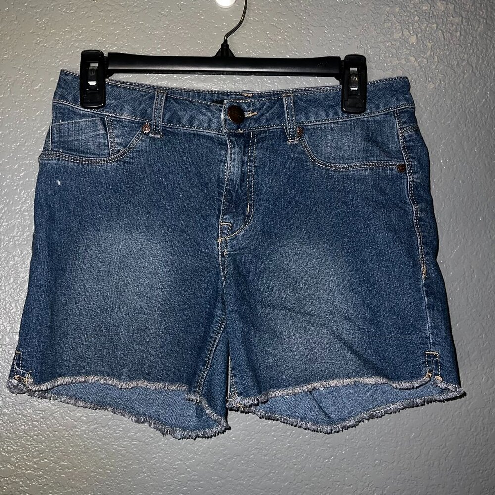 AG Denim Cutoff Jean Shorts Women’s 8 Frayed Hem Blue Stretch